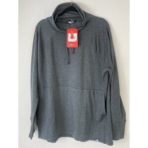 The North Face Women Size XL Long Sleeve Logo Pocket Gray Mock Neck Sweatshirt